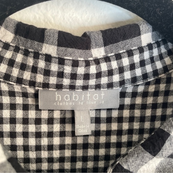 Habitat Black and White Checkered Button Tunic 3/4 Sleeve Asymmetric Hem Gingham - Picture 9 of 10
